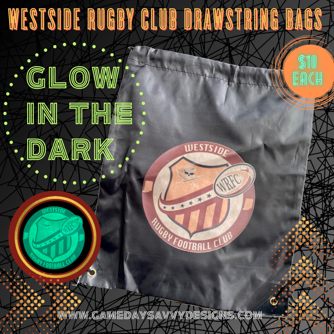 Glow in the Dark, Drawstring Bag with Westside Rugby Football Club Logo