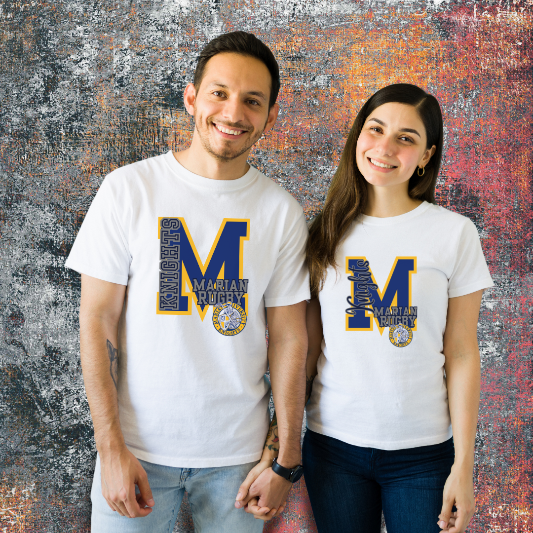Marian University Knights Rugby Shirt Big M with Elegant Font