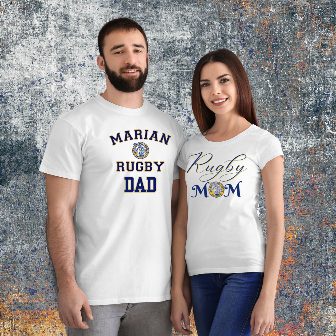 Marian University Rugby Mom T-shirt (Fancy Rugby)