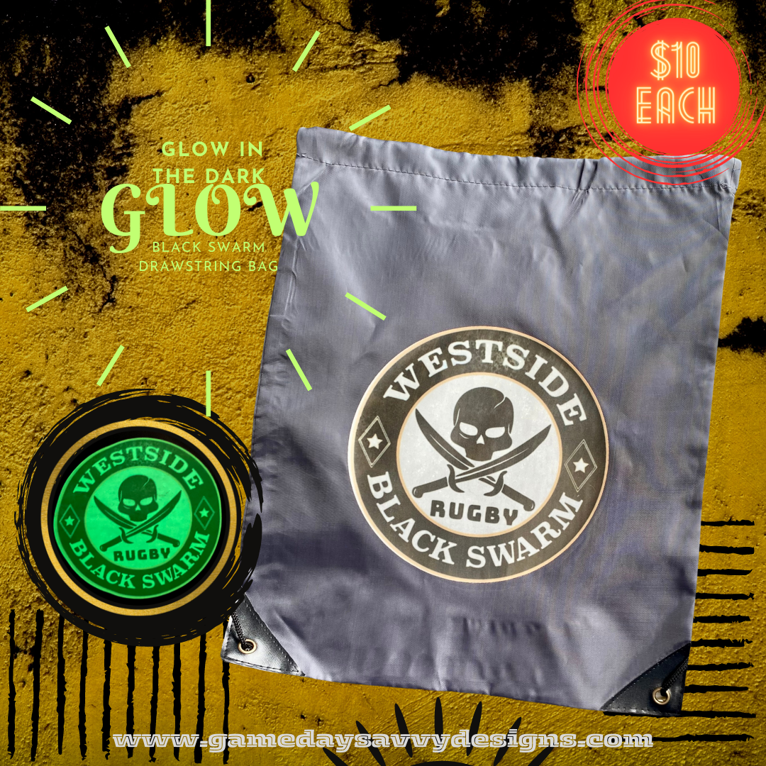 Glow in the Dark, Drawstring Bag with Black Swarm Logo