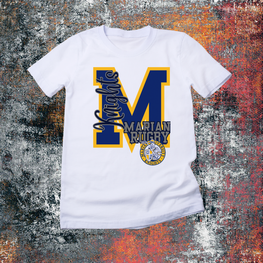 Marian University Knights Rugby Shirt Big M with Elegant Font